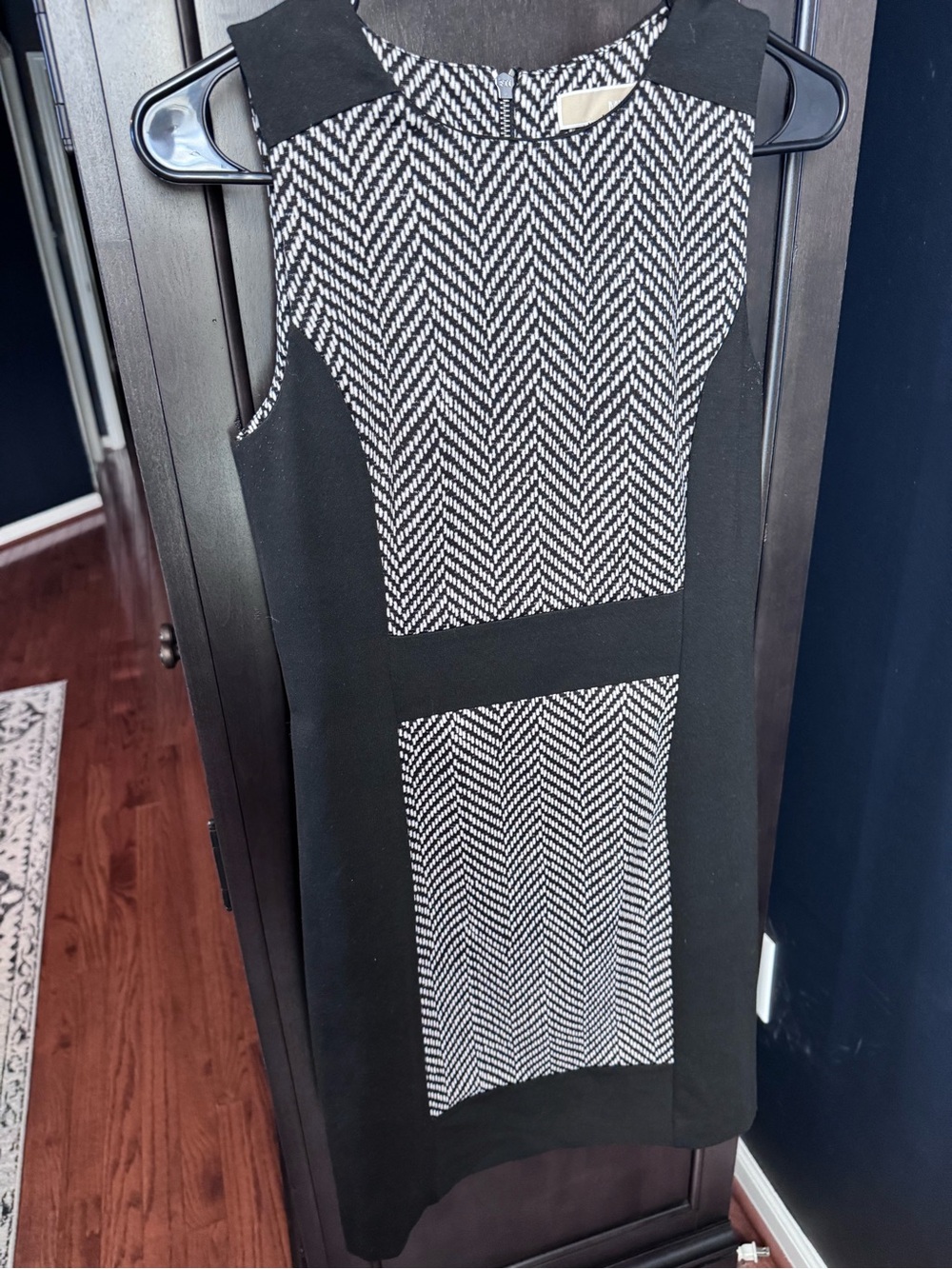 Michael Kors Black and White Herringbone Sheath Dress
